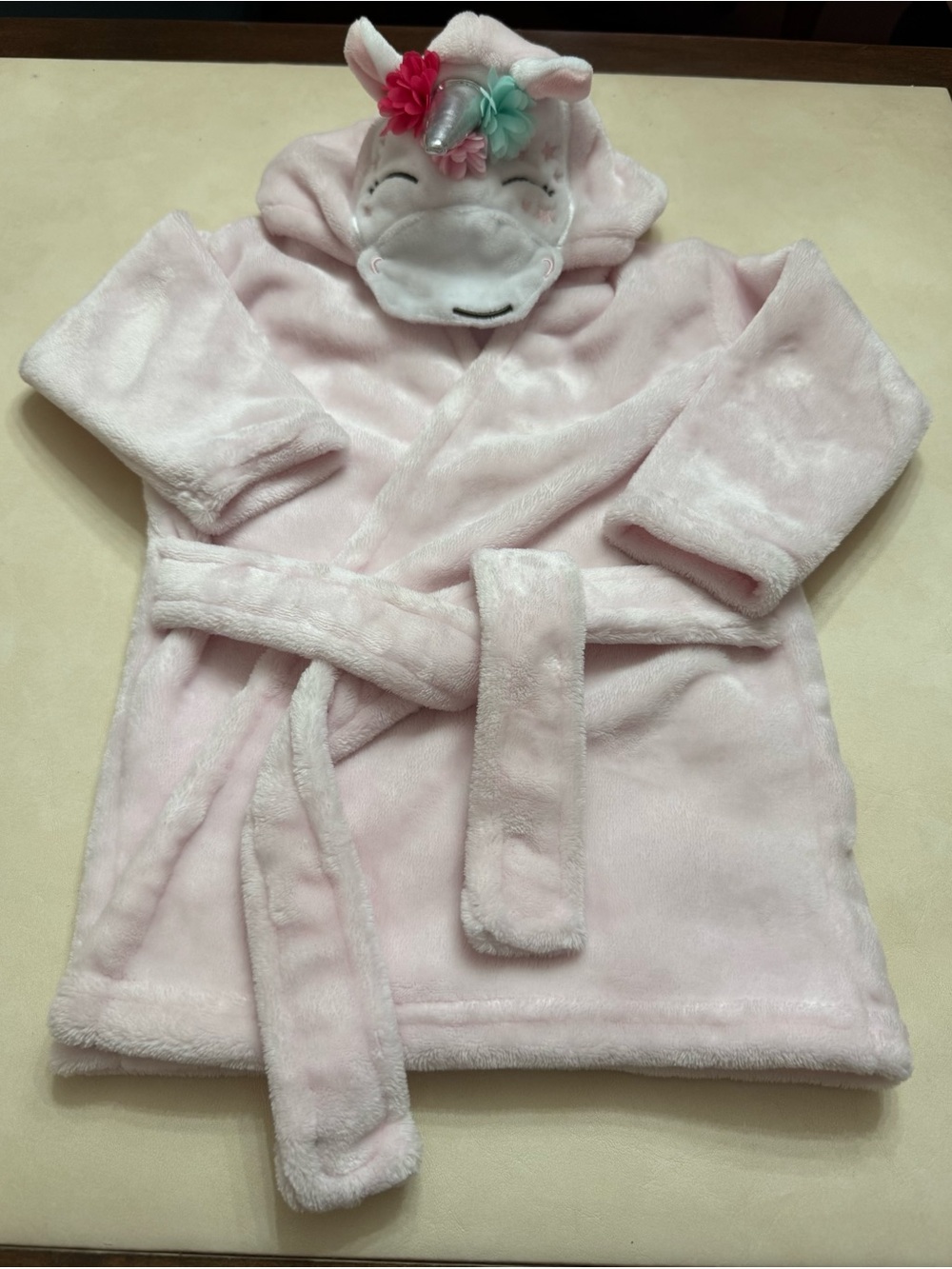HB Pink Unicorn Hooded Kids Bathrobe - Plush Cozy Pajama Robe